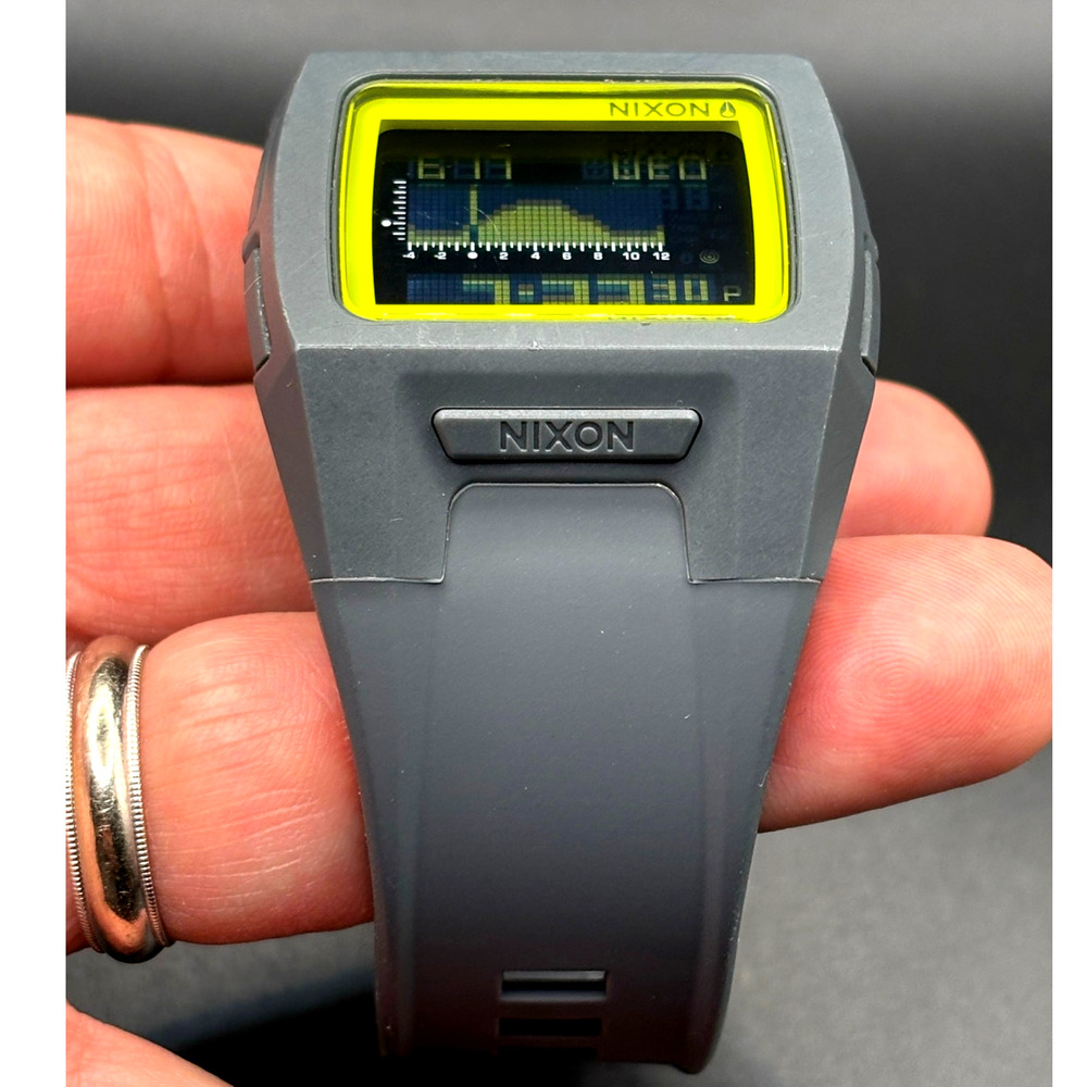 Nixon Lodown II Digital Tide Watch Gray Yellow Surf 100M Box Manual - Picture 17 of 17